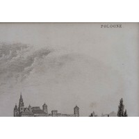 Widok z Krakowa, miedzioryt z „Pologne historique…” Leonarda Chodźko, ramka historyczna